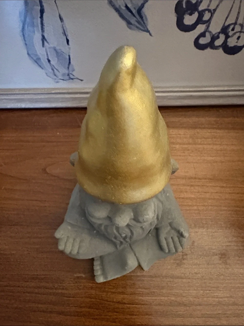 Stone Meditating Garden Gnome with Gold Hat